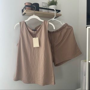 NYDJ Tank and Shorts Lounge Set - Nude/Tan
